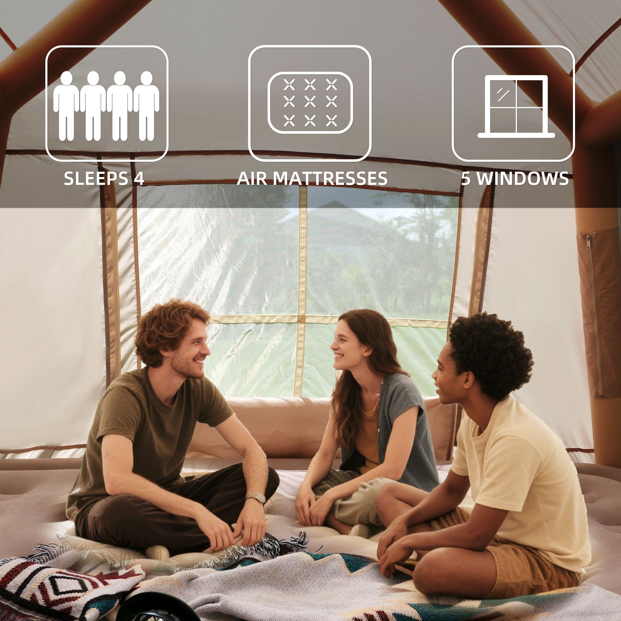 Inflatable Camping Tent 5.72m ² 4 Season - Freein