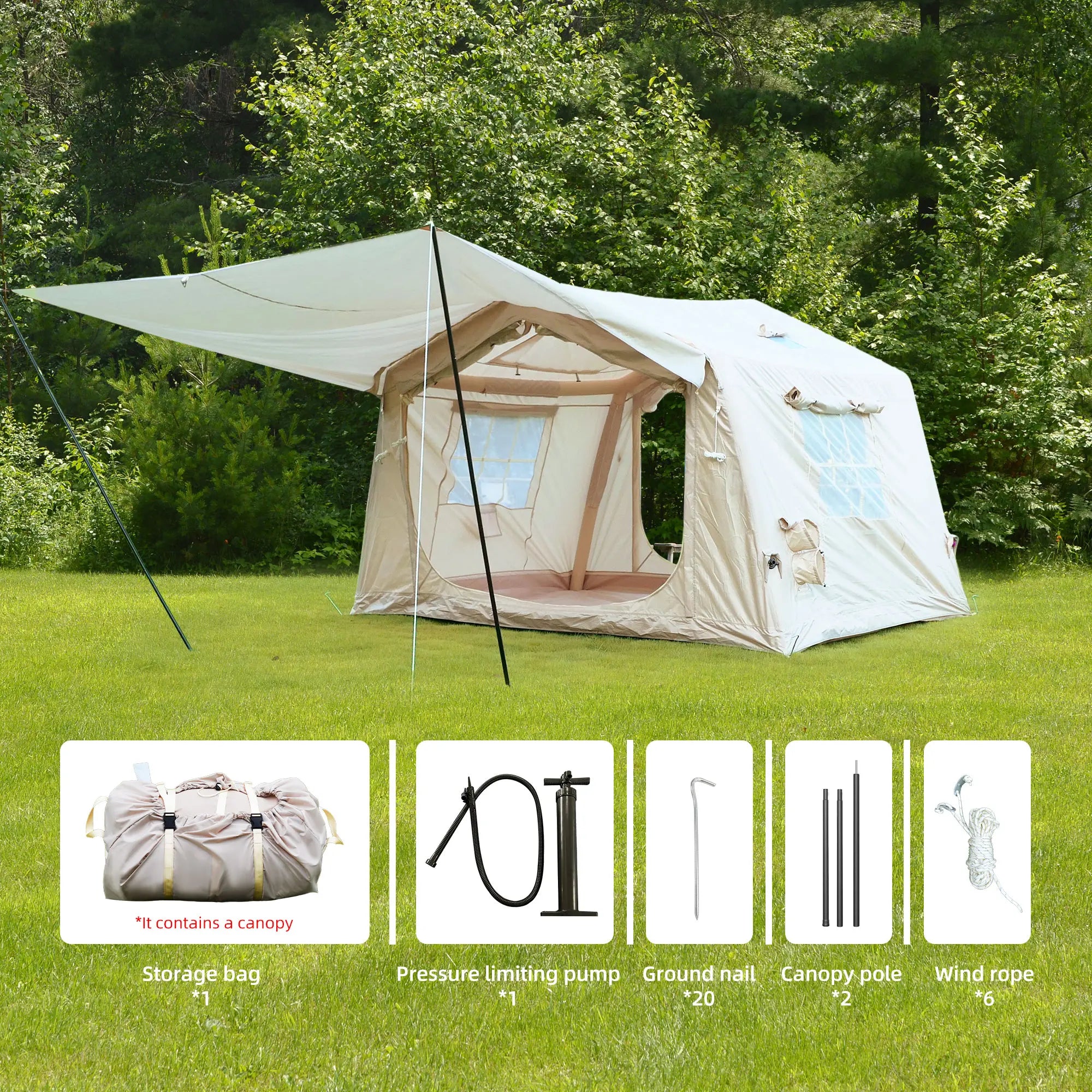 FREEIN Air Tent — Inflatable Family Camping Tent 8m² (4-6 Person)