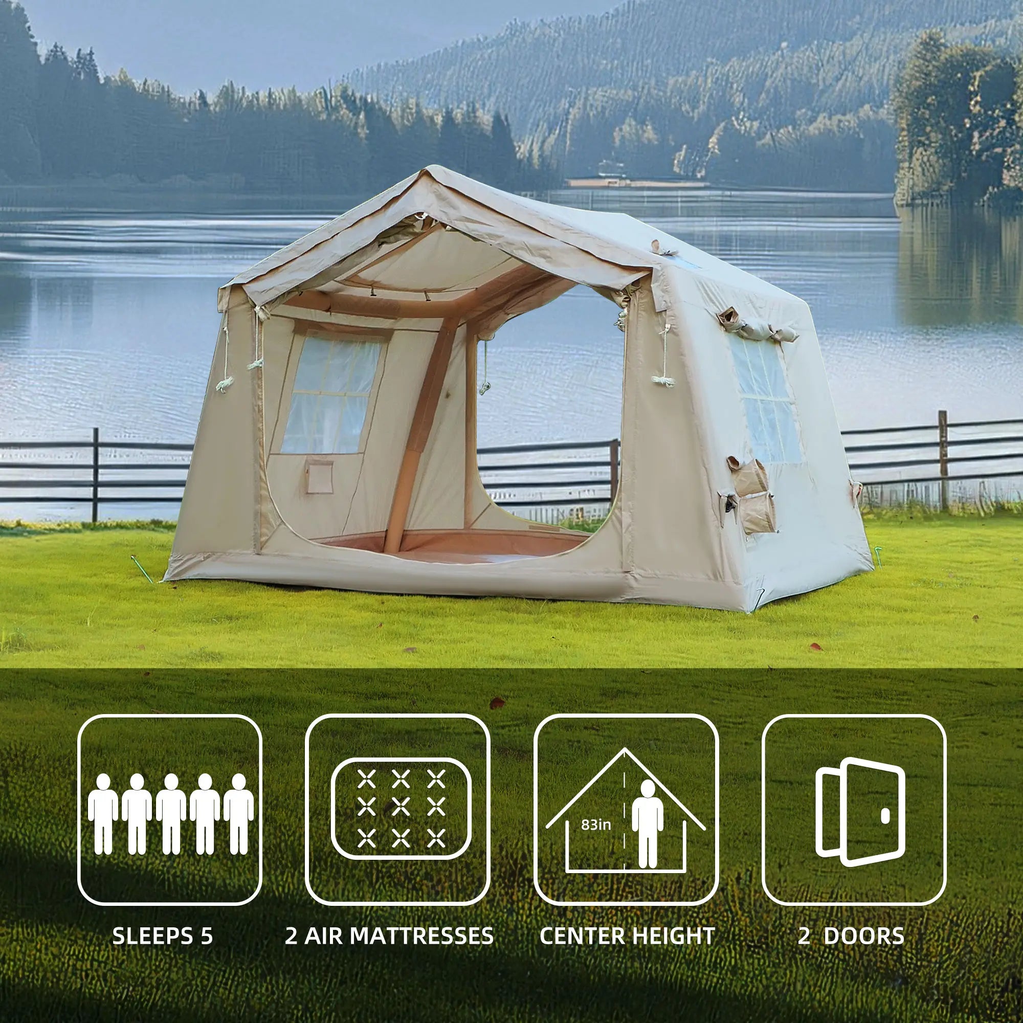 FREEIN Air Tent — Inflatable Family Camping Tent 8m² (4-6 Person)