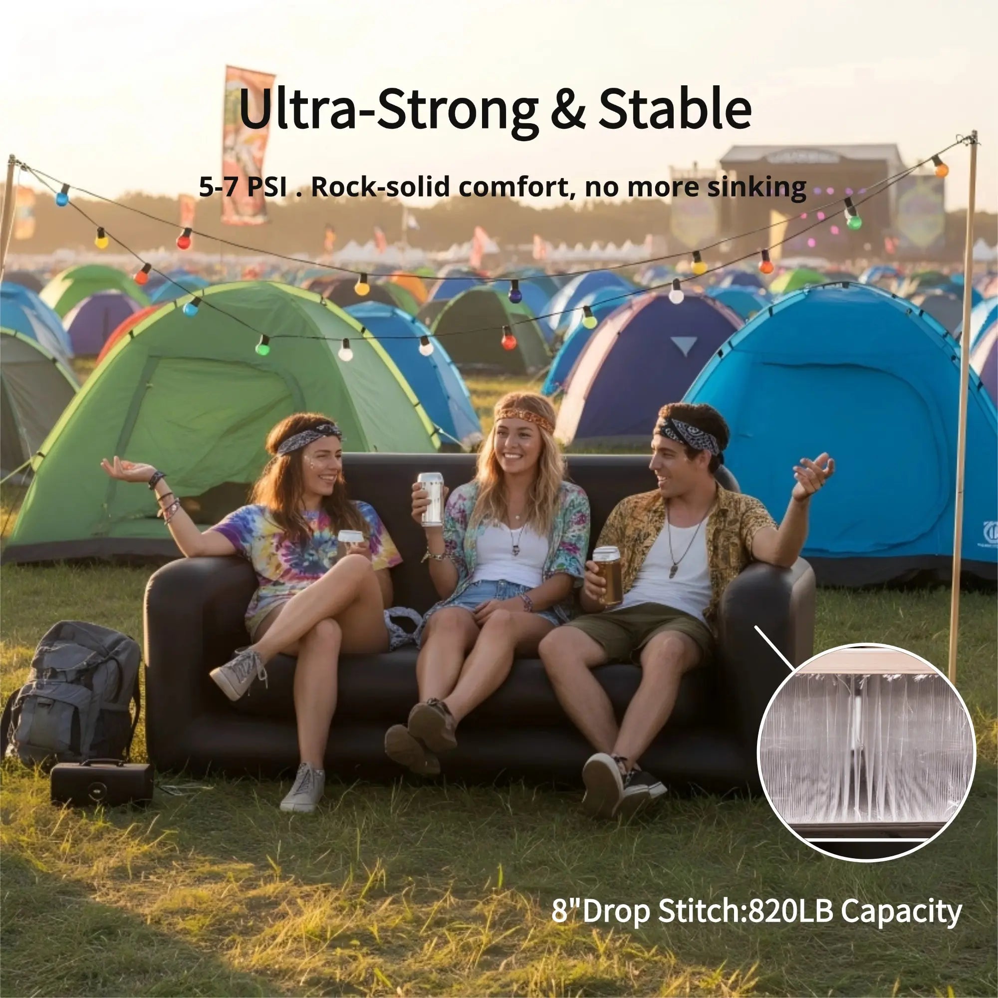 FREEIN Inflatable Camp Sofa Double - Drop-Stitch Firm Seating