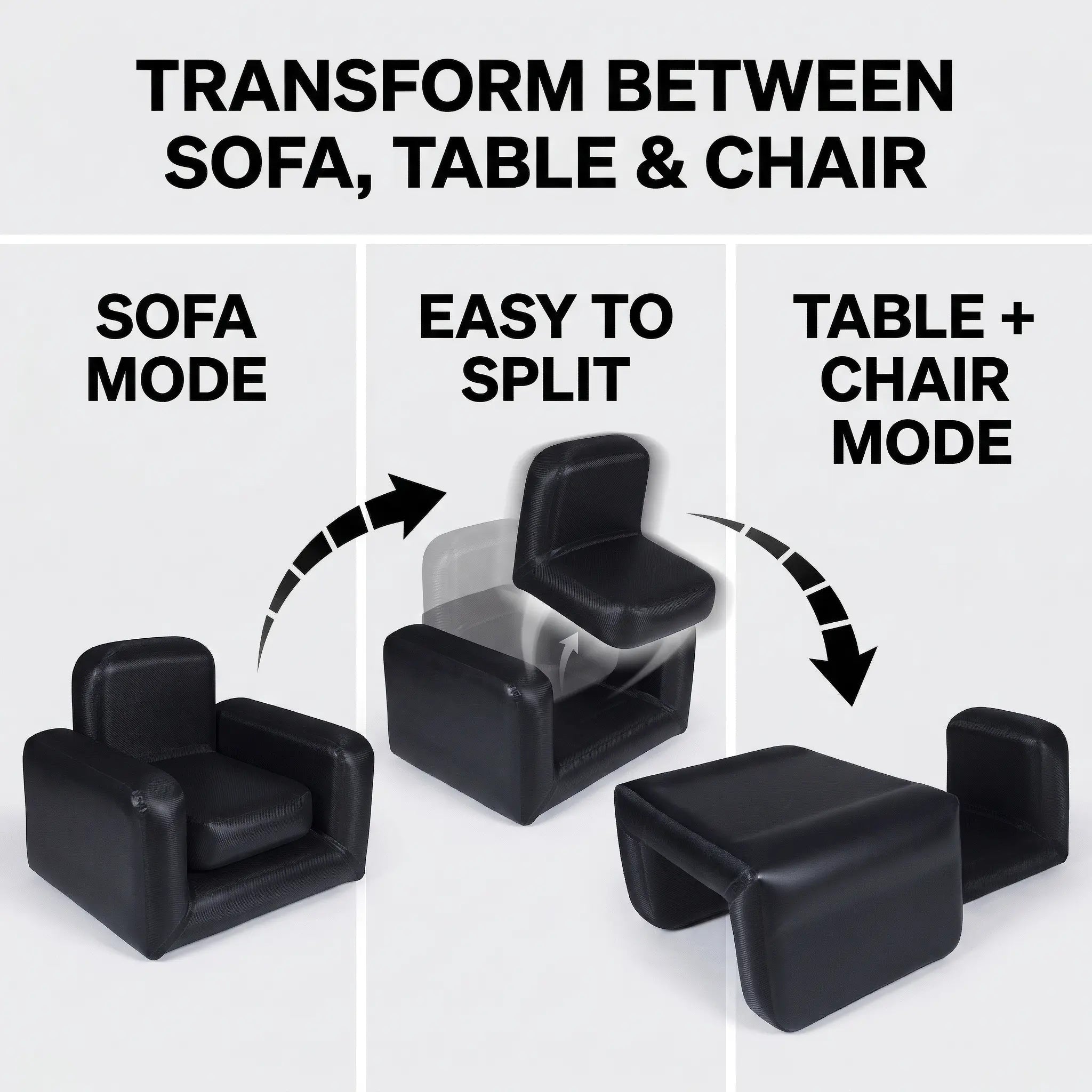 FREEIN Inflatable Sofa transforms into chair and table configuration