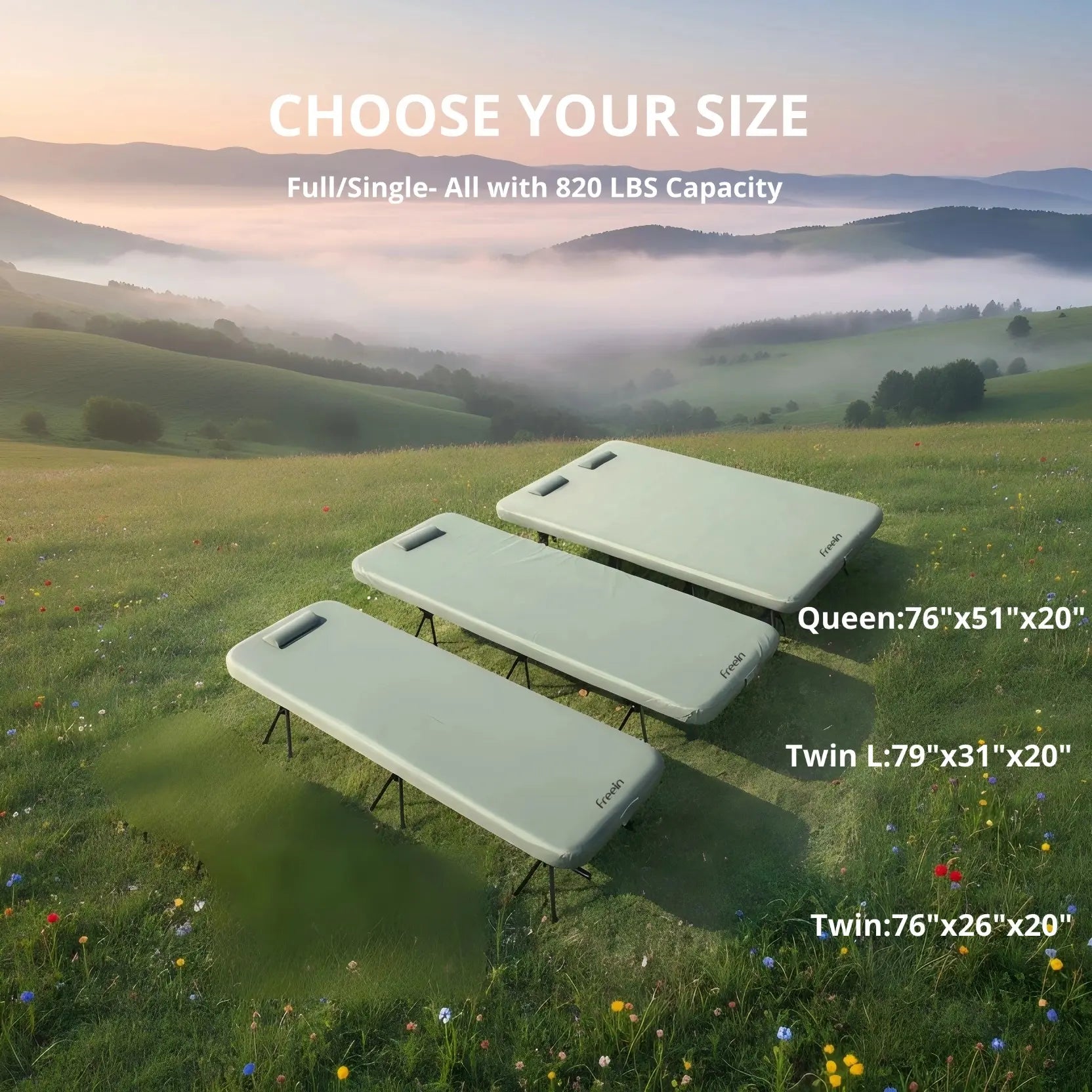 Freein camping cot choose your size